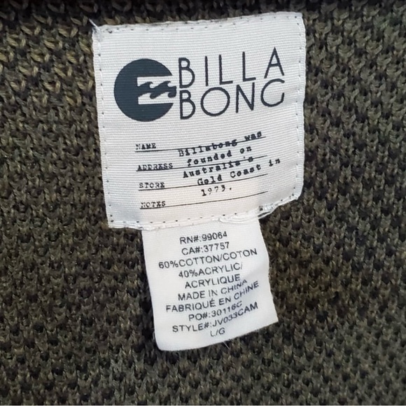 Billabong Camo Print Cardigan Large - Picture 3 of 7